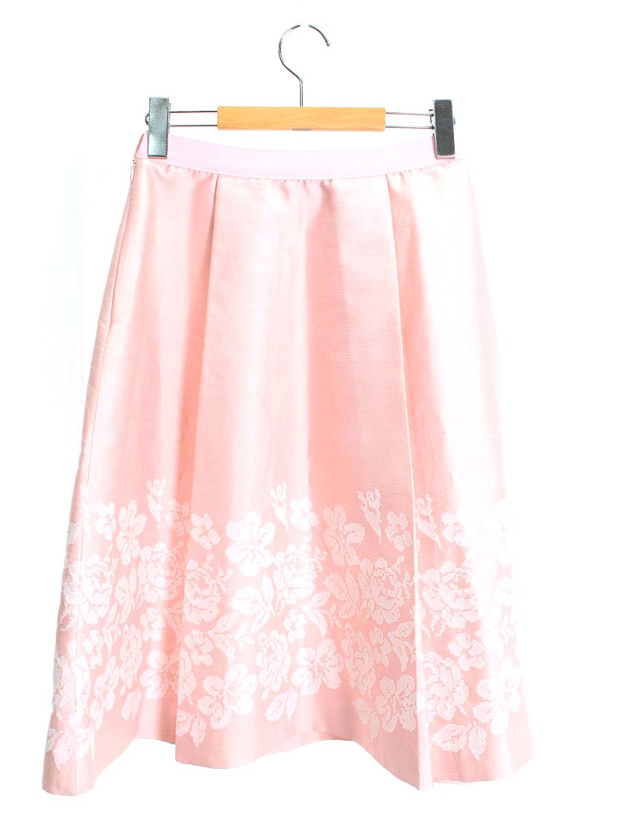 未使用 エムズグレイシー スカート ピンク 花柄 017108 フラワー 36なしサイズ