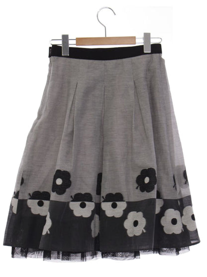 エムズグレイシー Jacquard Flower Skirt 917331 スカート 36 グレー フラワーモチーフ フレア ITGAJSJRTT20