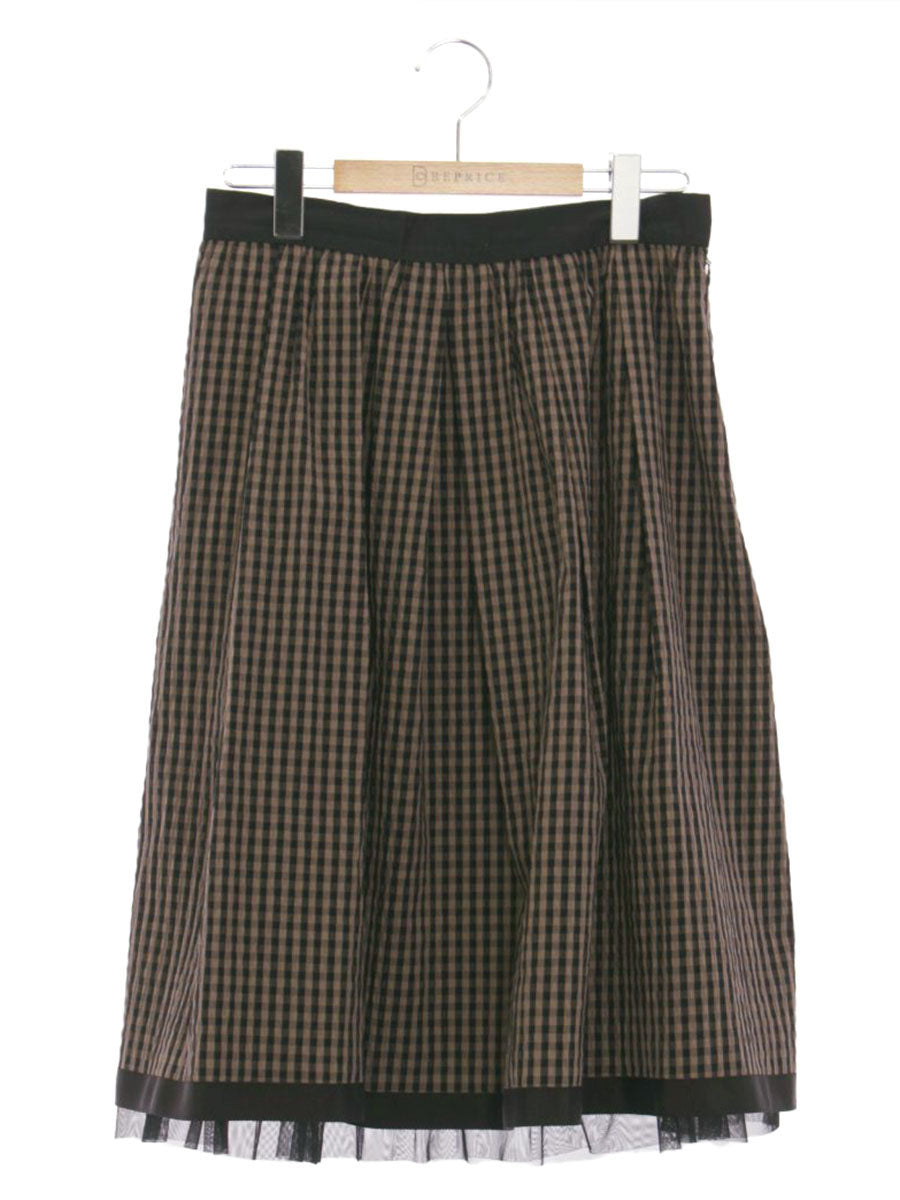 エムズグレイシー 917318 スカート 40 ベージュ Gingham Check Skirt ITACDUNLKOMM