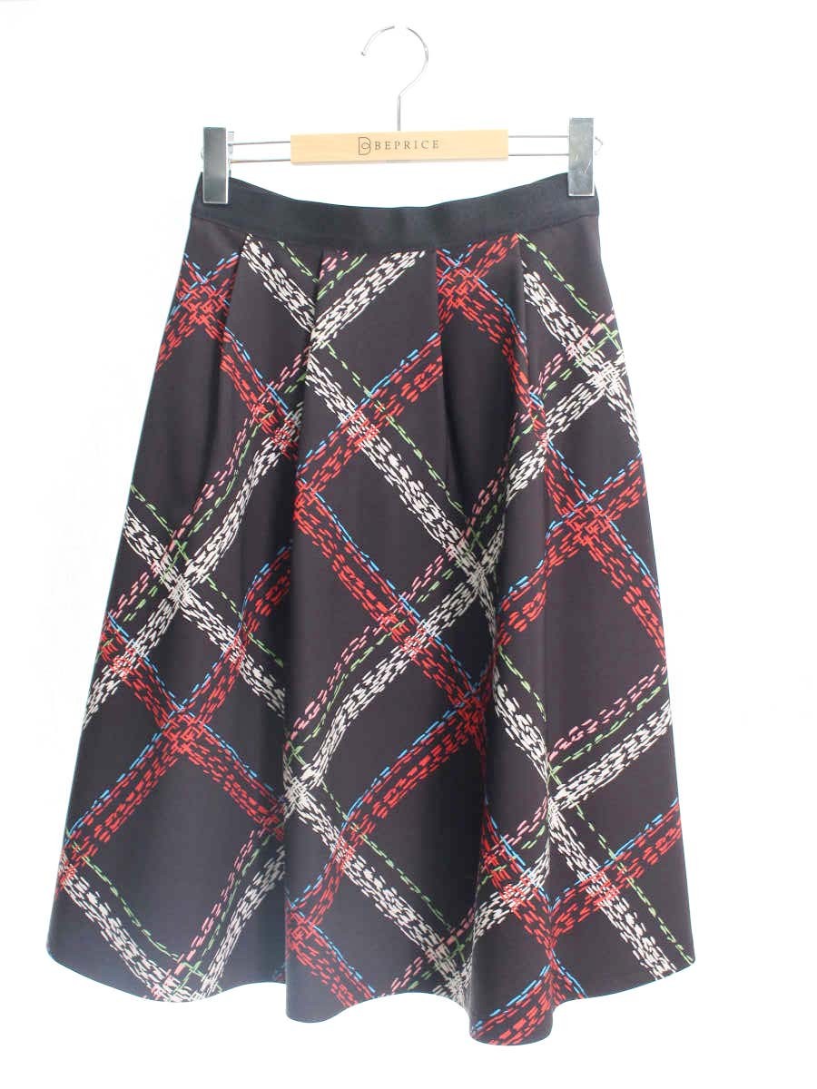 エムズグレイシー Check Print Skirt 817536 スカート 38 ブラック 